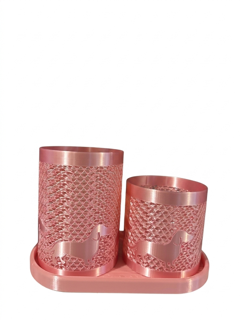 Dachshund Cup Holder & Tray Set with Tea Light – Gold Color-Shifting Finish