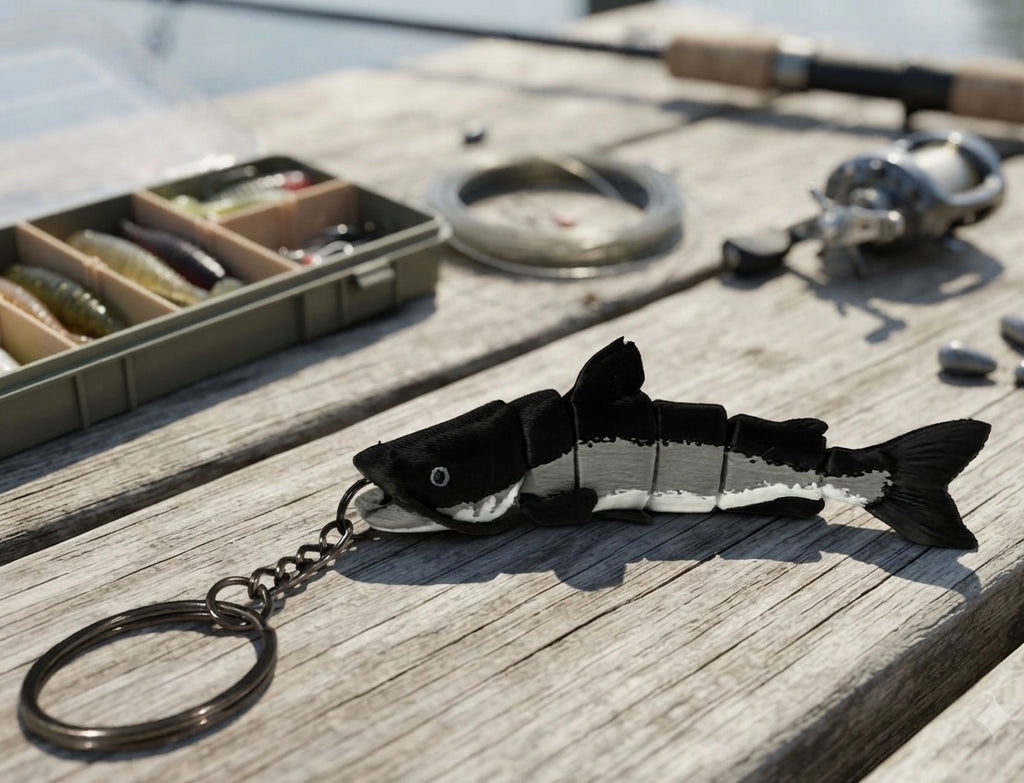Articulated Catfish Keychain | 4.5" 3D-Printed Fishing Gift