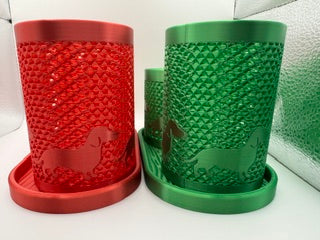 Dachshund Cup Holder & Tray Set with Tea Light – Gold Color-Shifting Finish