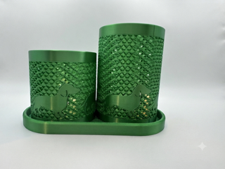 Dachshund Cup Holder & Tray Set with Tea Light – Gold Color-Shifting Finish