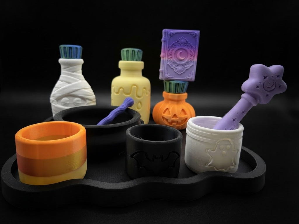 Halloween Potion Lab Kit for Kids - Sensory Pretend Play Set with Bat Wand & Spell Book