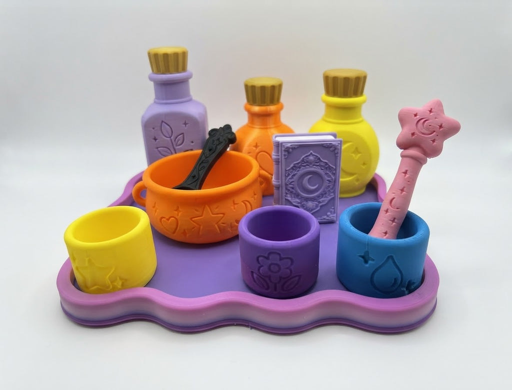 Magic Potion Making Kit for Kids - Sensory Pretend Play Set with Wand & Spell Book