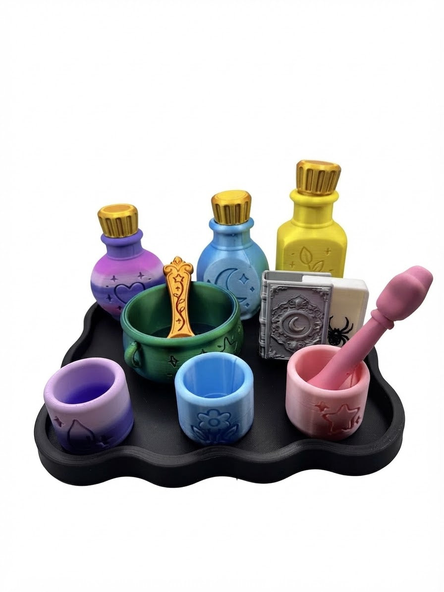 Magic Potion Making Kit for Kids - Sensory Pretend Play Set with Wand & Spell Book