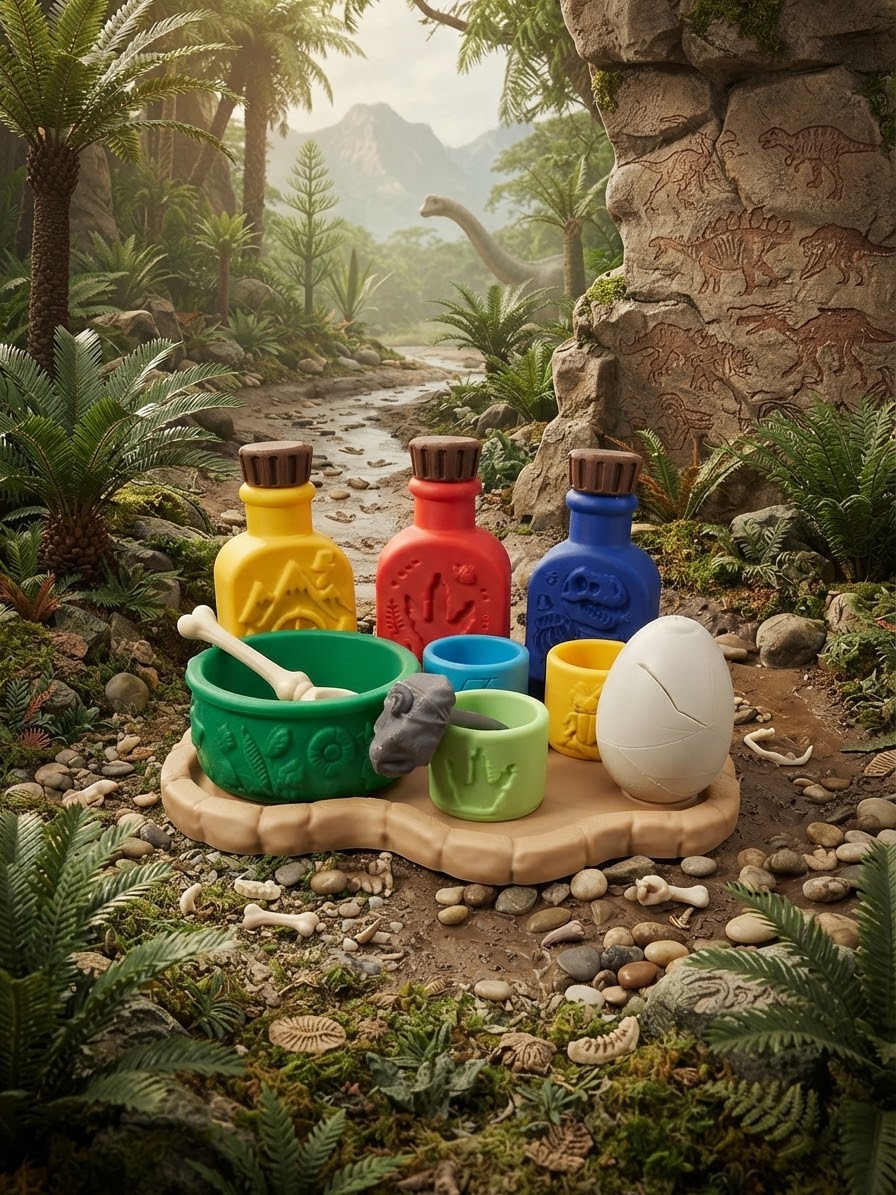 Dinosaur Expedition Kit for Kids - Sensory Pretend Play Set with Rock Hammer & Dino Egg