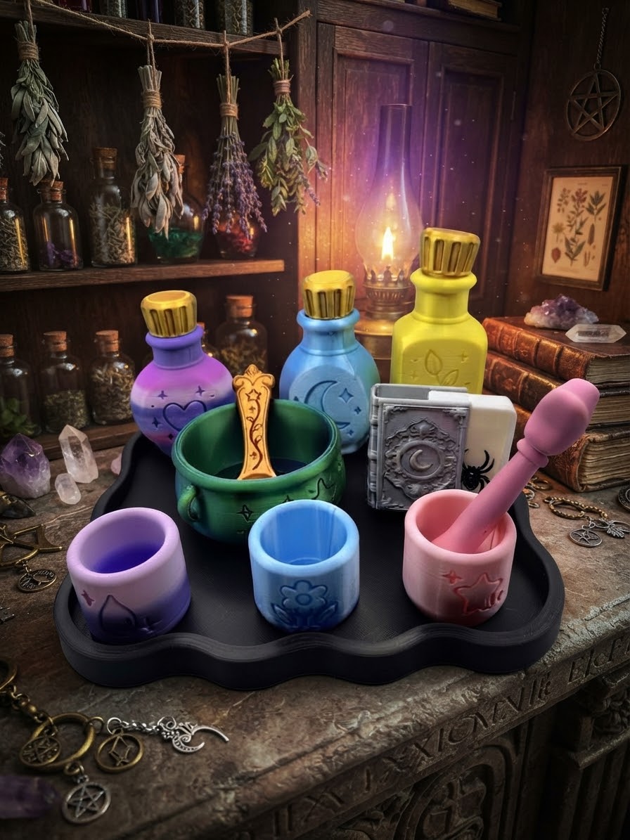 Magic Potion Making Kit for Kids - Sensory Pretend Play Set with Wand & Spell Book
