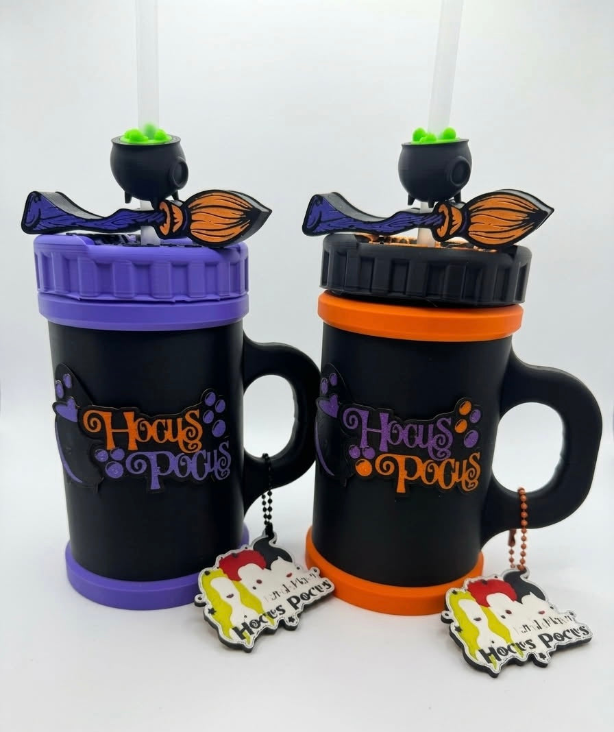 Hocus Pocus Can Koozie Set – 12 oz with Straw, Topper & Keychain