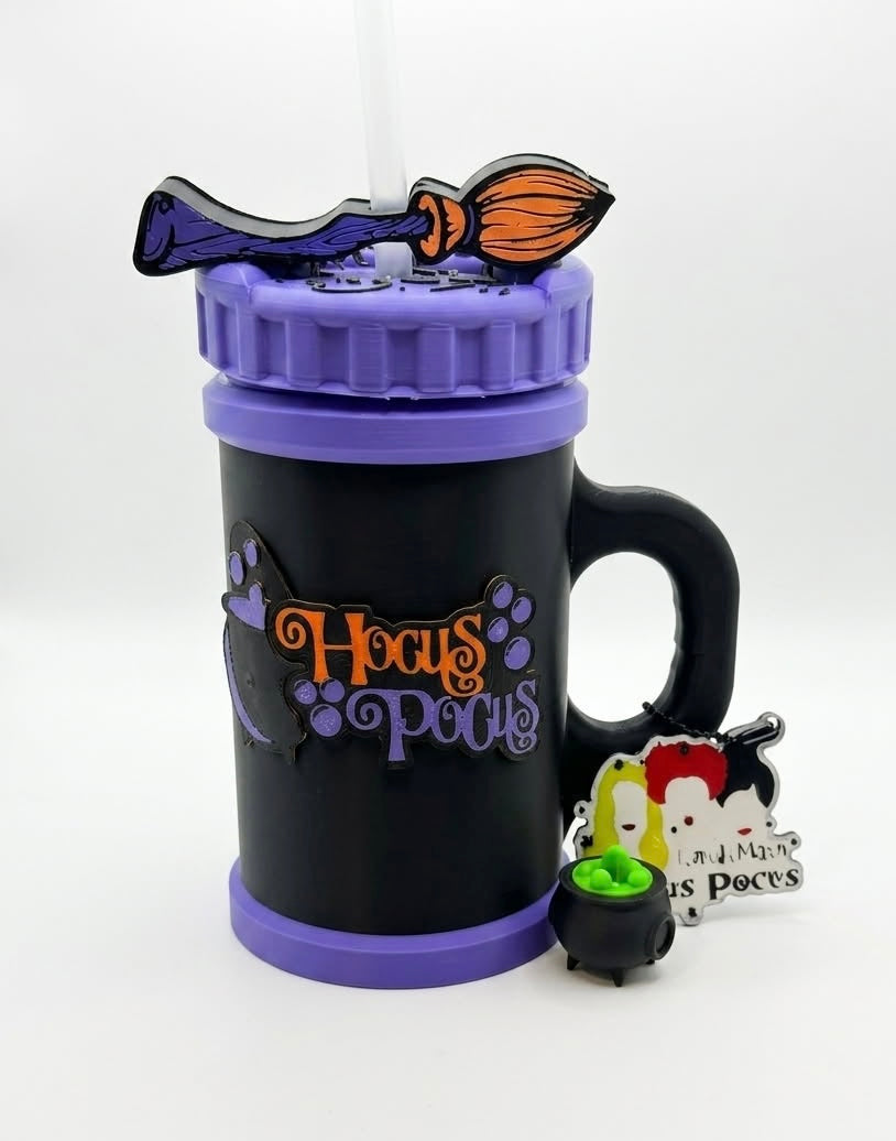 Hocus Pocus Can Koozie Set – 12 oz with Straw, Topper & Keychain