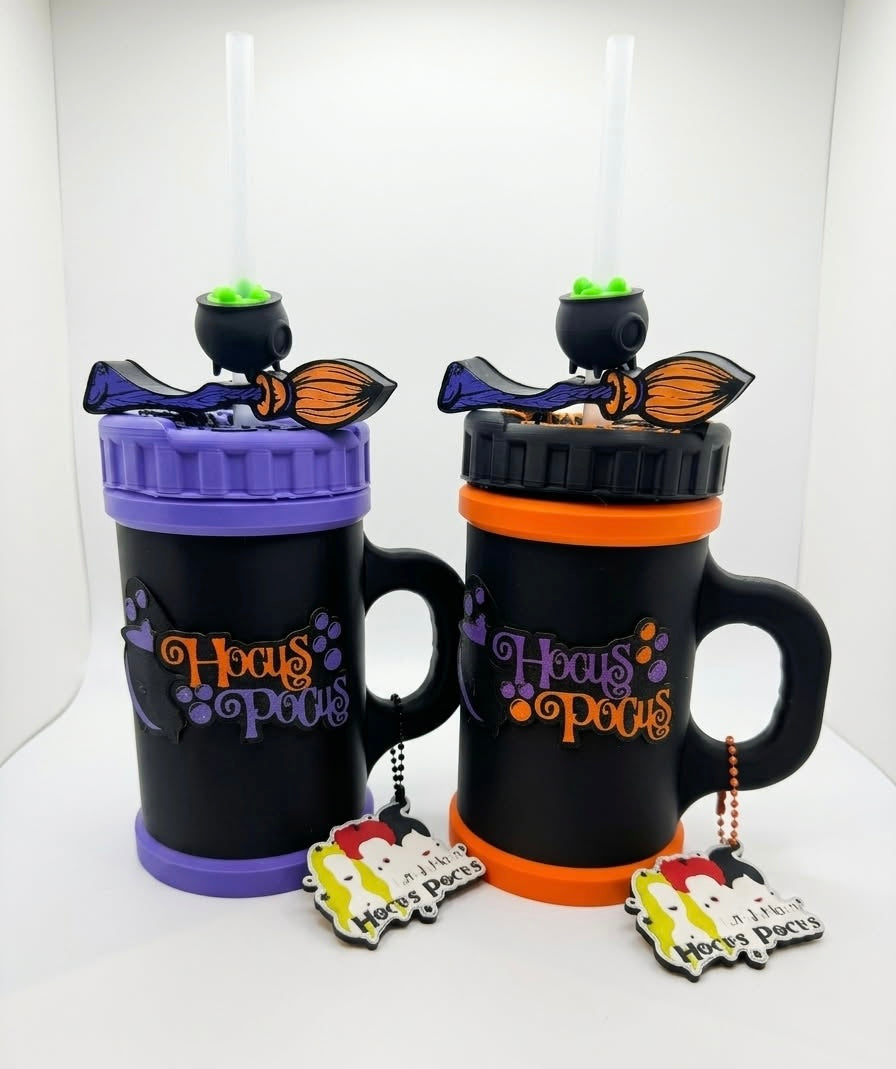 Hocus Pocus Can Koozie Set – 12 oz with Straw, Topper & Keychain