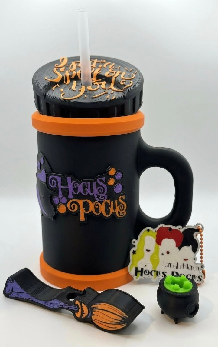 Hocus Pocus Can Koozie Set – 12 oz with Straw, Topper & Keychain