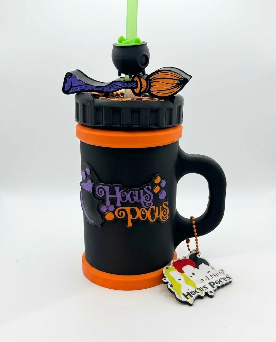 Hocus Pocus Can Koozie Set – 12 oz with Straw, Topper & Keychain