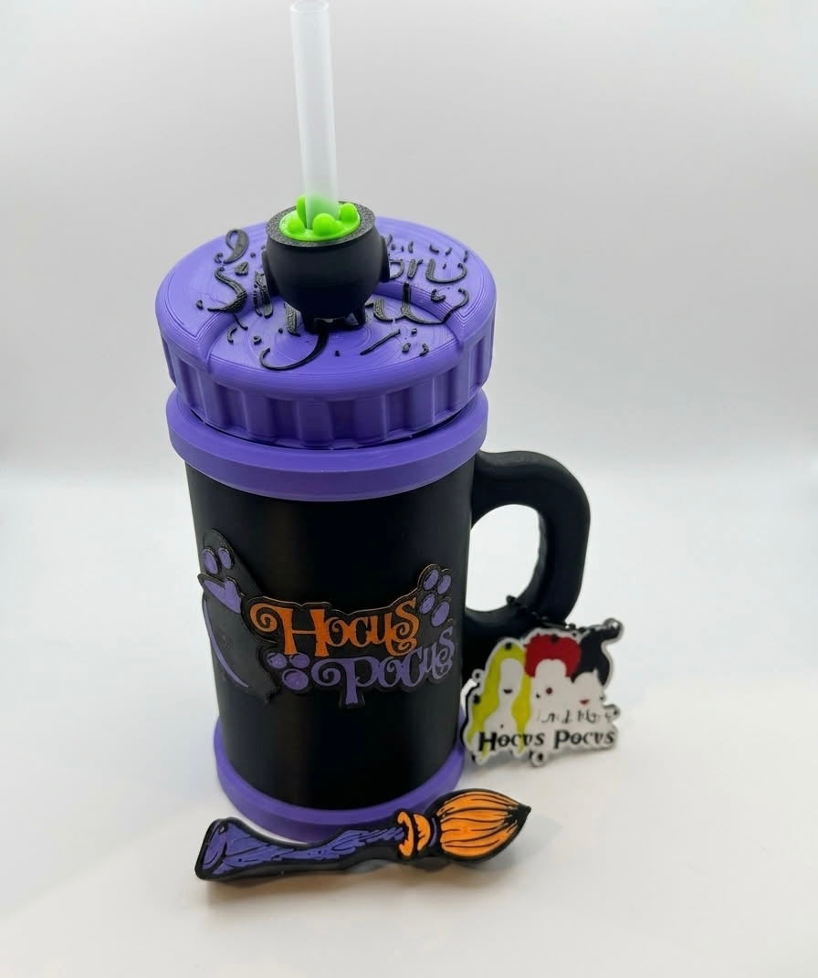 Hocus Pocus Can Koozie Set – 12 oz with Straw, Topper & Keychain